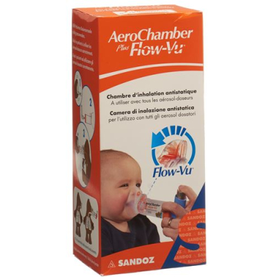 Aerochamber Plus Flow-Vu маскасы бар (0-18 М) Қызғылт сары