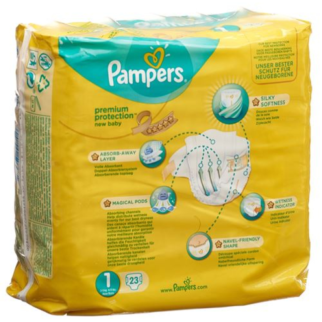 Pampers Premium Protection New Baby Newborn 2-5kg Gr1 carry pack 23 pcs