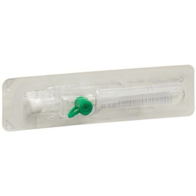 BD Venflon Indwelling Catheters 1.2x45mm with Injection Port 18G Luer-Lok Green