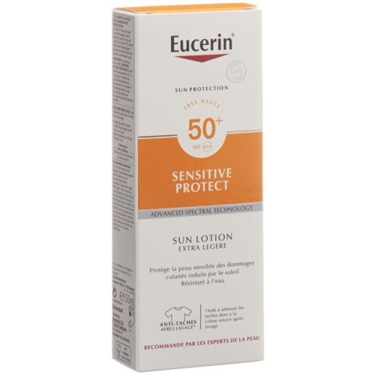 لوشن الحماية من الشمس Eucerin Sensitive Protect Sun Lotion خفيف للغاية بعامل وقاية من أشعة الشمس 50 + TB 150 مل