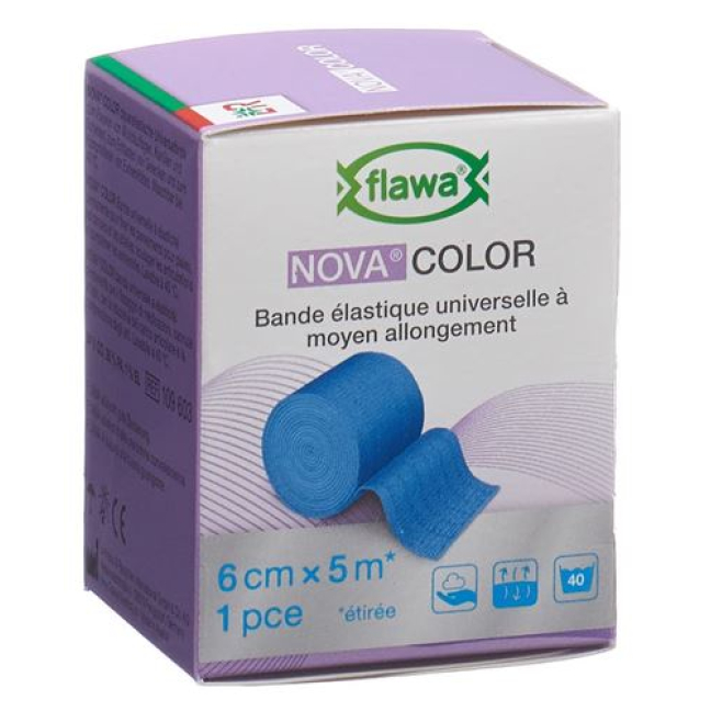 Flawa Novacolor Ideal תחבושת 6cmx5m כחול