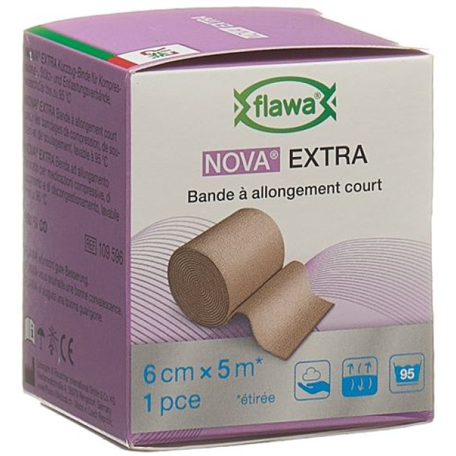 Flawa Nova Extra bande élastique courte 6cmx5m tan