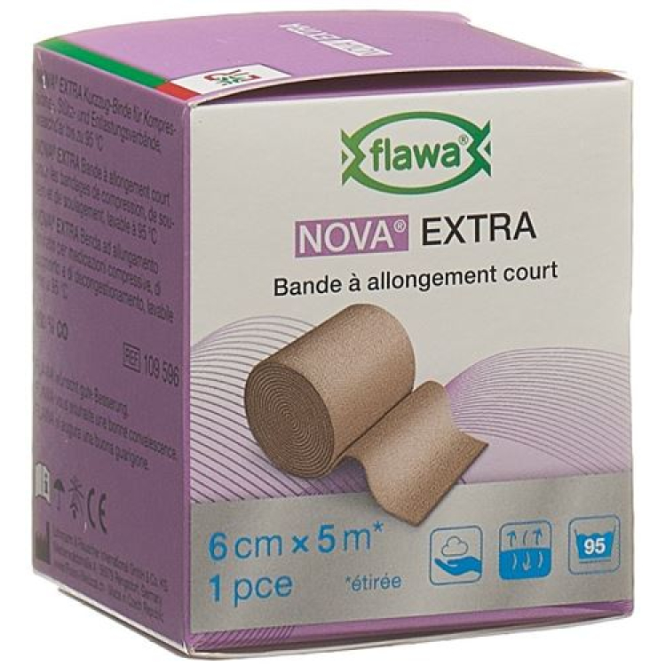 Flawa Nova Extra short stretch bandage 6cmx5m tan