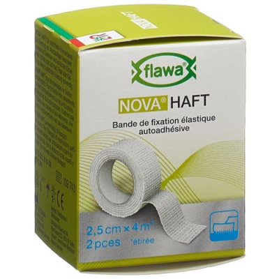 Flawa Nova adhesive cohesive gauze bandage 2.5cmx4m 2 pcs