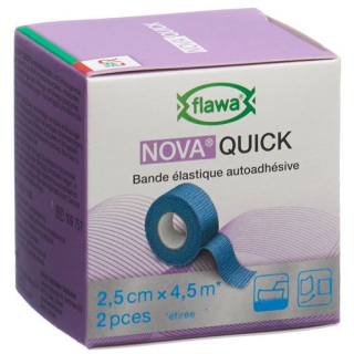 Flawa Nova Quick cohesive tear bandage 2.5cmx4.5m blue 2 pcs