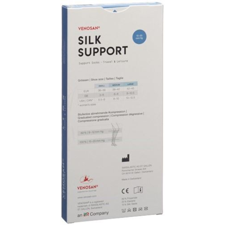 Носки Venosan Silk A-D Support, черные, 1 м, пара