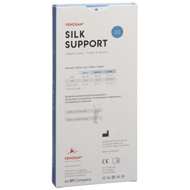 Venosan Silk A-D Støttestrømper L sølv 1 par
