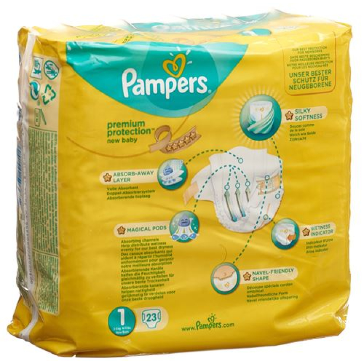 Pampers Premium Protection New Baby Newborn 2-5kg Gr1 carry pack 26 pcs