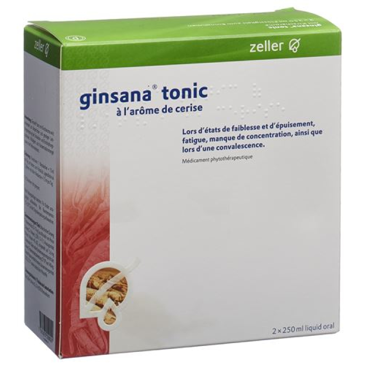 Ginsana Tonic tekući oralni okus s okusom višnje 2 Fl 250 ml