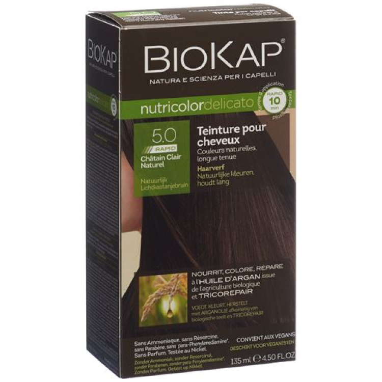 BIOKAP Nutricolor Delicato Rapid natural chestnut Light Brown 135 ml