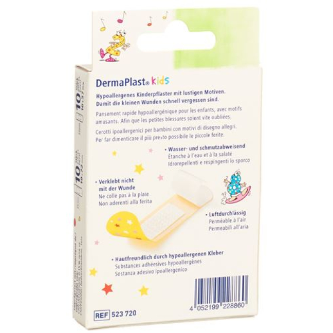DermaPlast Kids bandagem rápida tiras de plástico sortidas 20 unidades