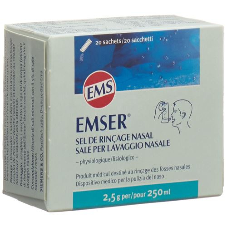 អំបិលលាងច្រមុះ Emser 20 x 2.5 ក្រាម។