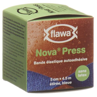 Flawa Novapress ஃபிலீஸ் பேண்டேஜ் 5cmx4.5m நீல மரப்பால் இல்லாதது