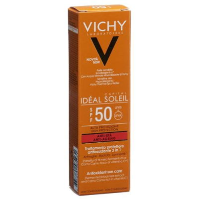 Vichy Ideal Soleil Қартаюға қарсы крем SPF50 + 50 мл бөтелке