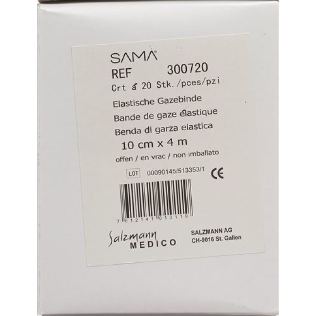 SAMA 弹力纱布绷带 4mx10cm 白色 开口 20 片