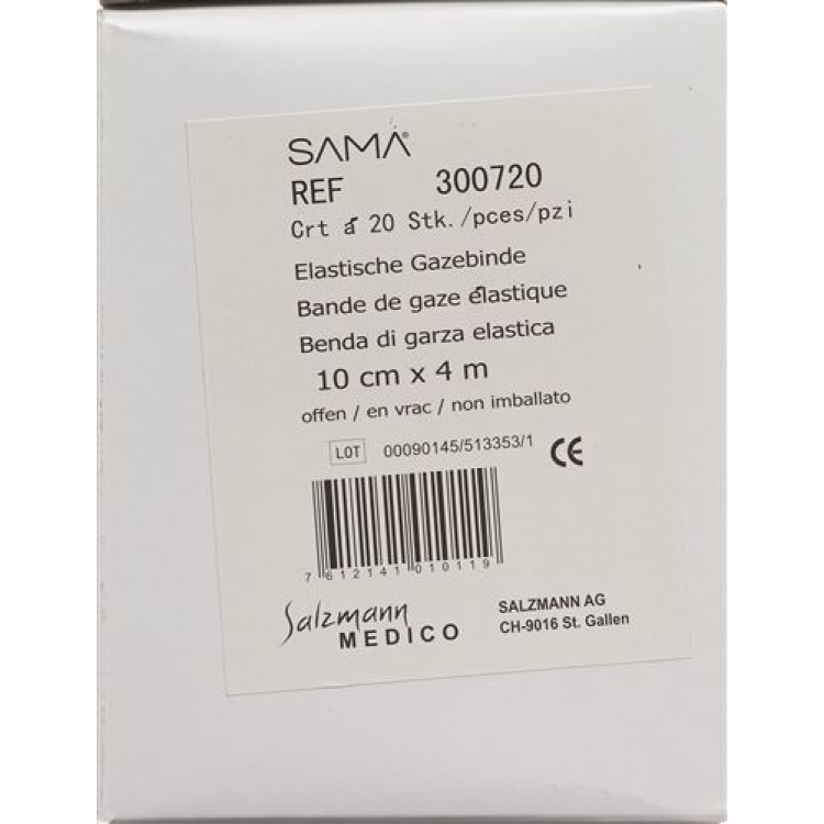 SAMA Venda gasa Elast 4mx10cm blanca abierta 20uds