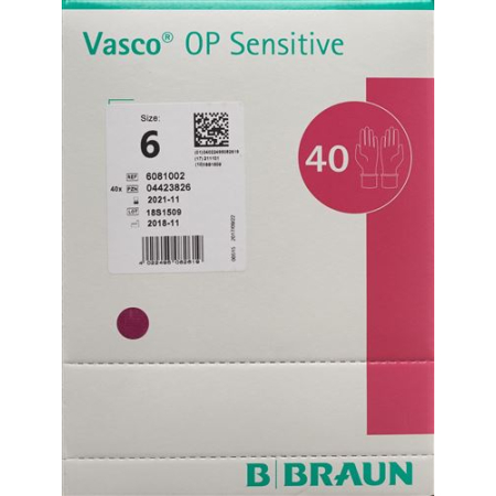 Vasco OP Sensitive kesztyű Gr6.0 steril latex 40 pár
