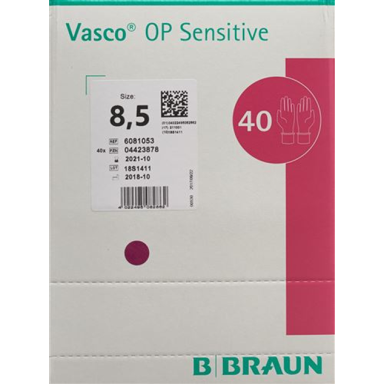 Sarung tangan Vasco OP Sensitif saiz 8.5 lateks steril 40 pasang