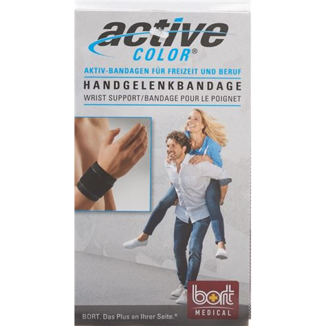 Bort Active Color Handgelenk Bandage M -19cm қара