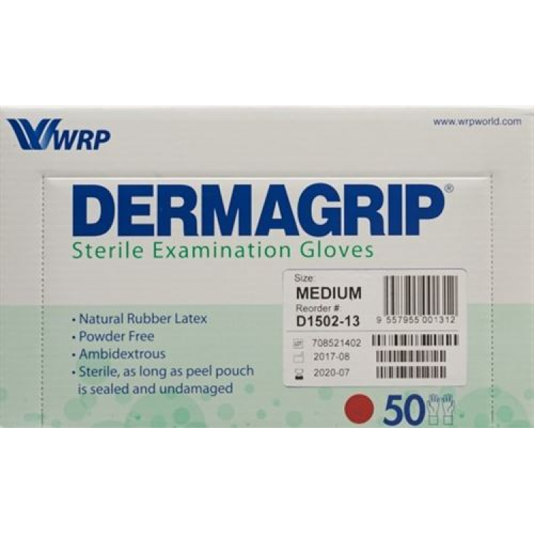 Dermagrip Untersuchungs-Handschuhe Latex M steril 50 Paar