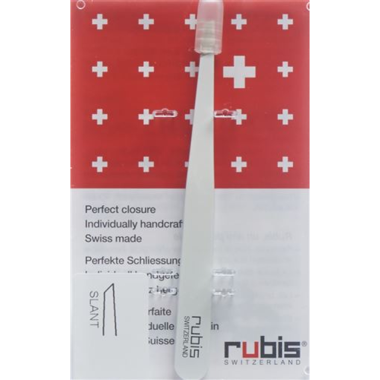 Rubis pincetas įstrižai baltos spalvos Inox