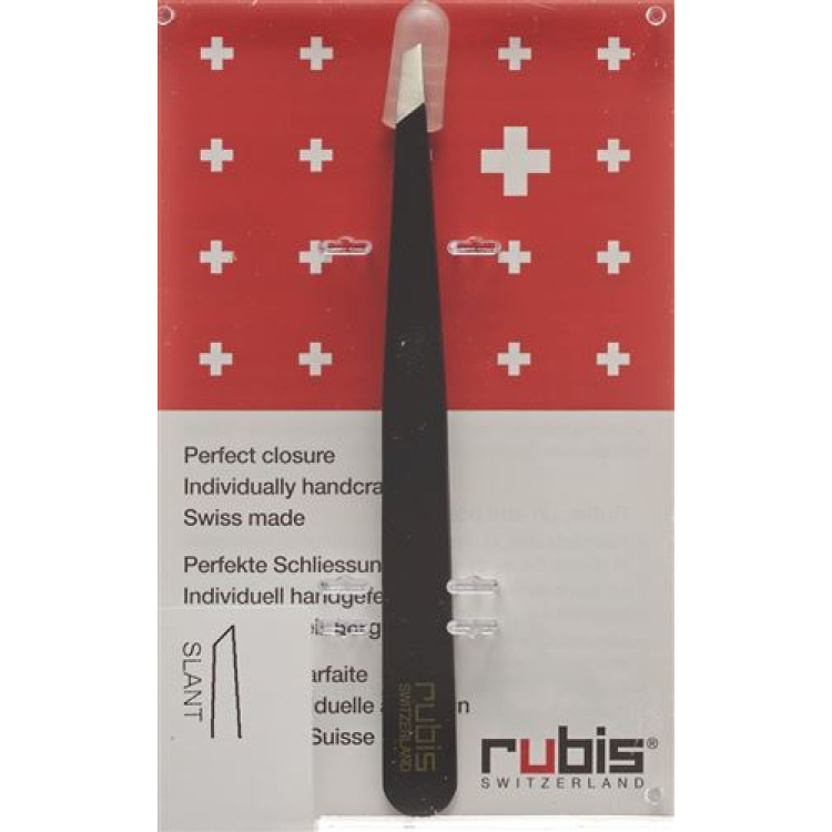 Rubis pincet schuin zwart Inox