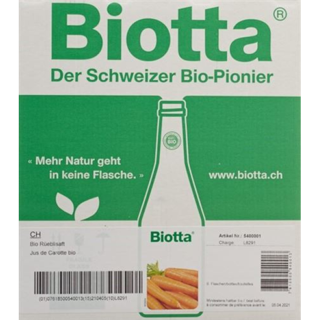 Biotta Wortel Bio Fl 6 5 dl