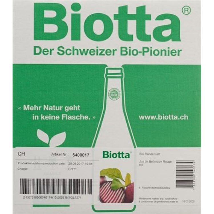 Biotta Bio bord 6 Fl 5 dl