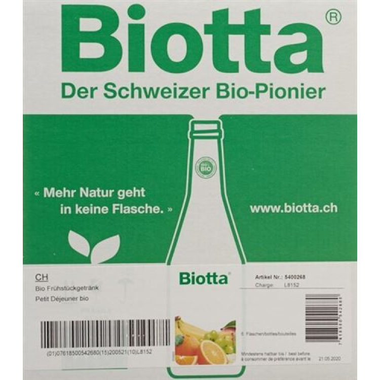 Biotta Petit Déjeuner Bio Fl 6 5 dl