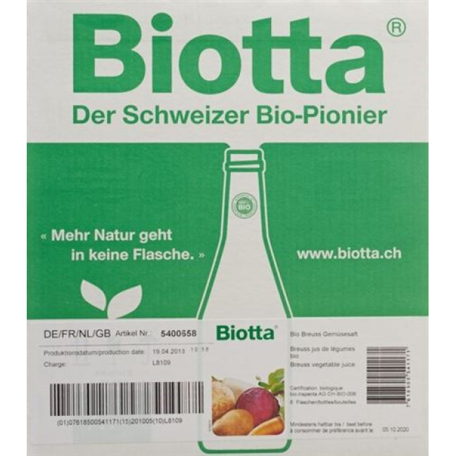 Biotta vegetable garden organic 6 bottles 5 dl