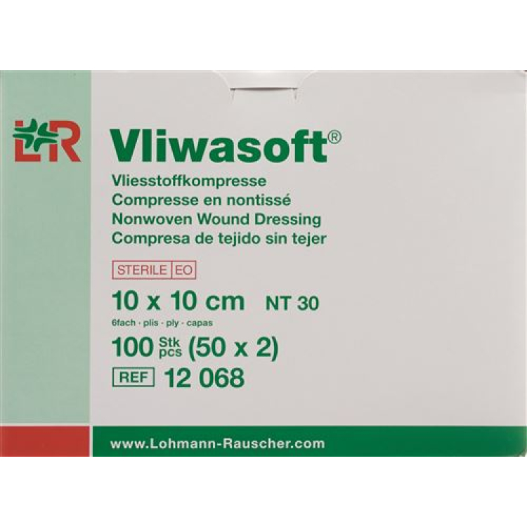 Tăm bông vải không dệt Vliwasoft 10x10cm 6 lớp vô trùng 50 x 2 cái