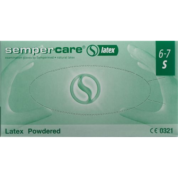 Sempercare Hansker Latex S pulverisert 100 stk