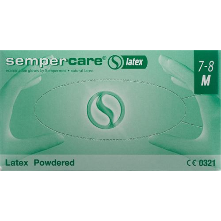 Sempercare Hansker Latex M pulverisert 100 stk