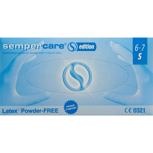 ស្រោមដៃ Sempercare Edition ម្សៅ latex ឥតគិតថ្លៃ 100 pcs S