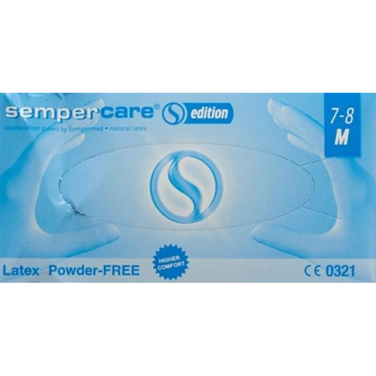 כפפות Sempercare Edition ללא אבקת לטקס M 100 יח'