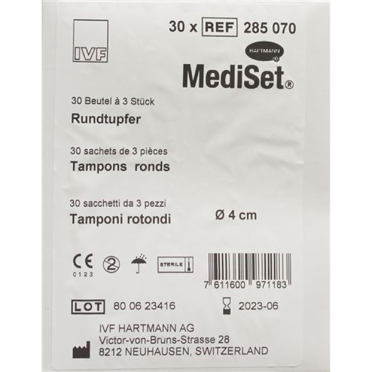 Mediset rund svabb 4cm steril 30 Btl 3 st