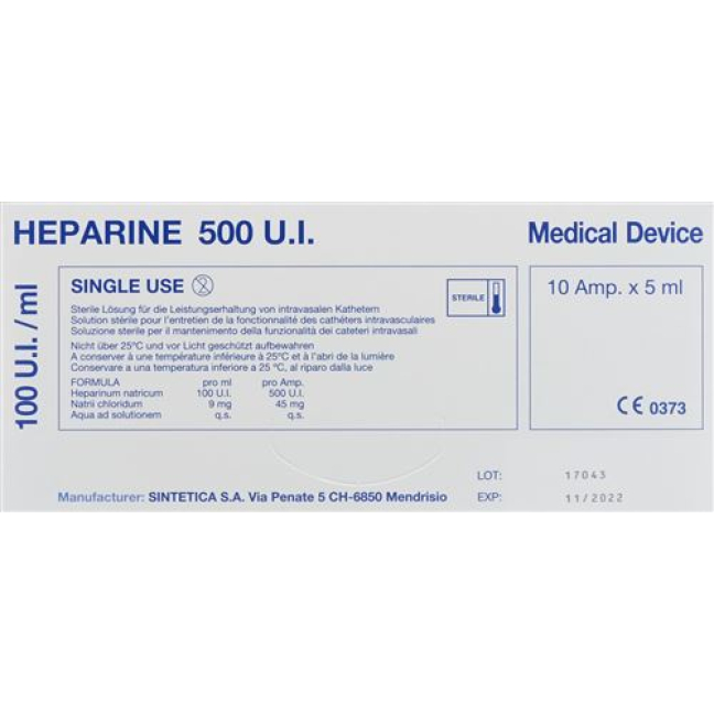 Heparin Sintetica Thuốc Tiêm Lös 500 IU 10 Ampe 5 ml