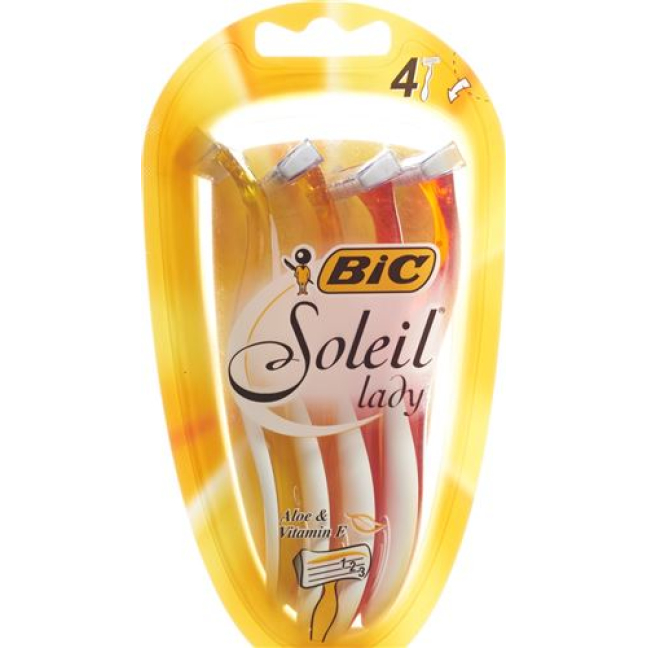 BiC Soleil navalha de 3 lâminas para mulher cor amarelo-laranja-vermelho