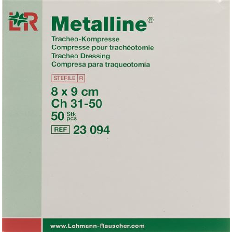 Κομπρέσα Tracheo Metal Line 8x9cm αποστειρωμένη 50 τεμ