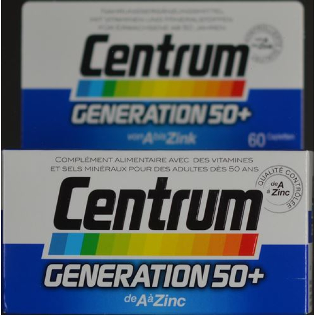 Centrum Generation 50+ tableteista A:sta sinkki 30 tablettiin