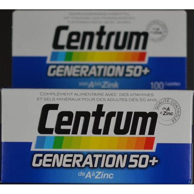 Centrum Generation 50+ tableteista A:sta sinkki 100 tablettiin