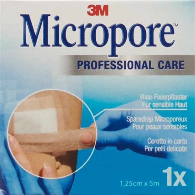 Dispensersiz 3M Micropore junli yopishtiruvchi gips 12,5 mm x 5 m teri rangi