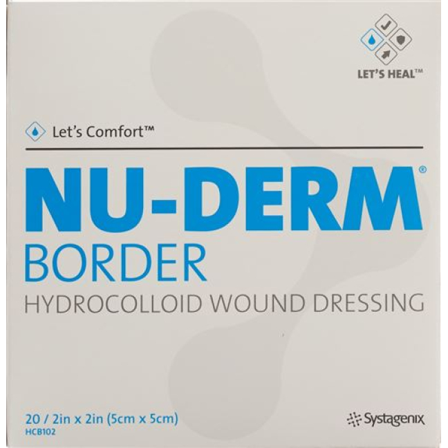NU-DERM BORDER hydrocolloid dressing 5x5cm មាប់មគ 20 កុំព្យូទ័រ