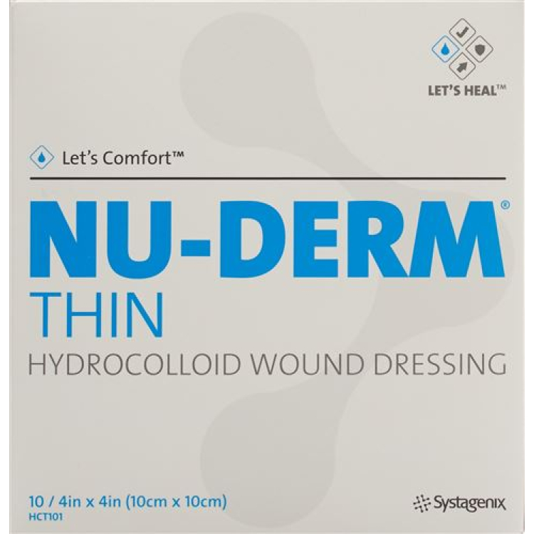 NU-DERM மெல்லிய ஹைட்ரோகலாய்டு டிரஸ்ஸிங் 10x10cm மலட்டுத்தன்மை 10 பிசிக்கள்