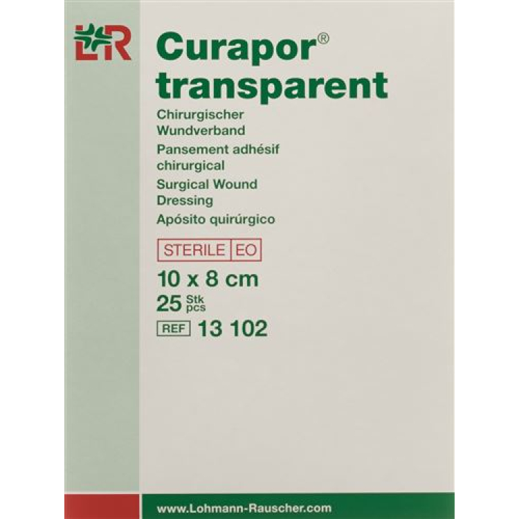 חבישה לפצע של Curapor 8x10 ס"מ שקופה 25 bag