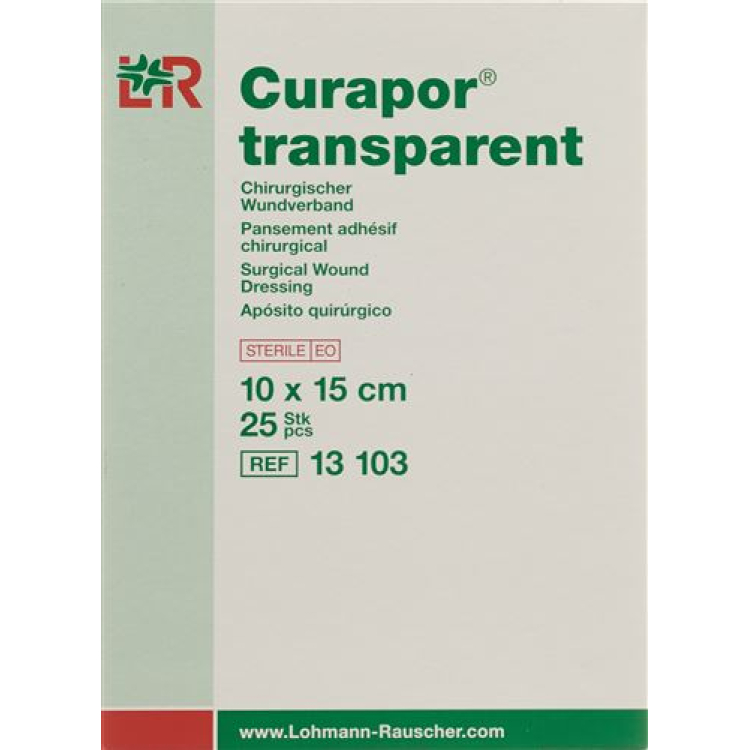 חבישה לפצע של Curapor 10x15 ס"מ שקופה 25 bag