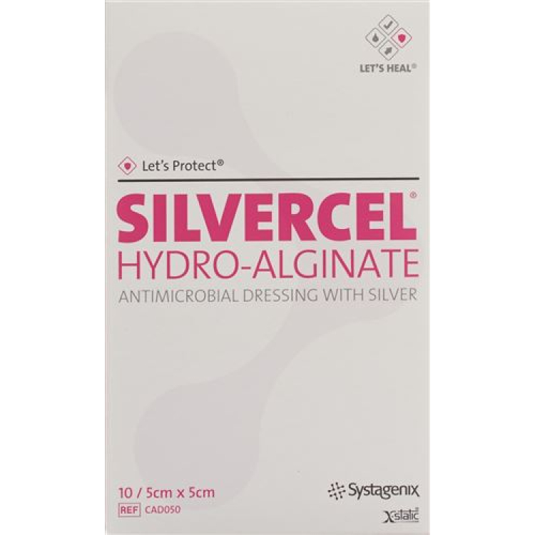 SILVERCEL hydroalginat kompresser 5x5cm 10 stk