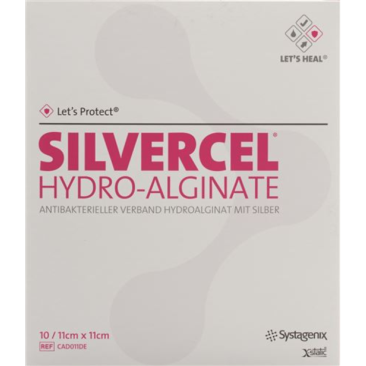 Silvercel hydroalginat kompresser 11x11cm 10 stk