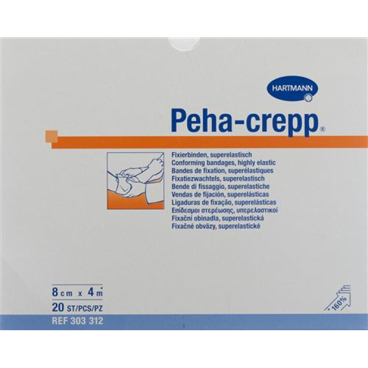 Peha Crepp crepebandage 4mx8cm hvid 20 stk