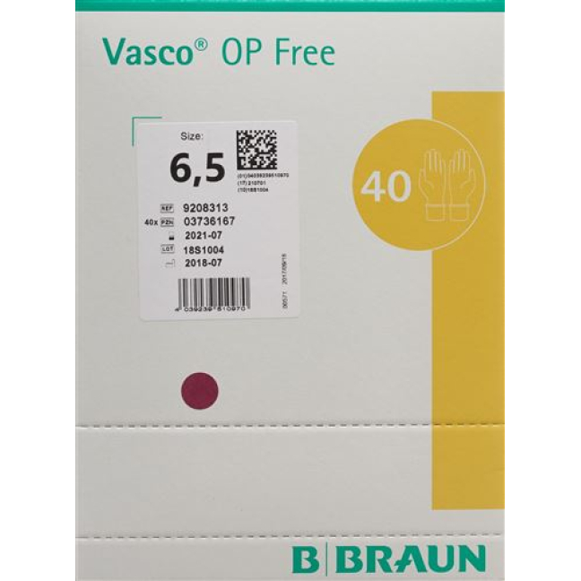 Vasco OP Free qo'lqoplari Gr6.5 steril latekssiz 40 juft